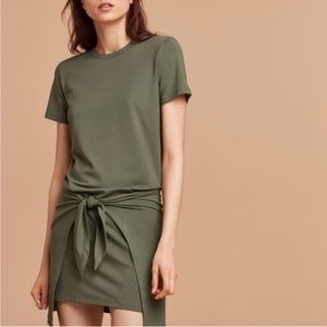 Wilfred Free Olive Green Wrap T-Shirt Dress